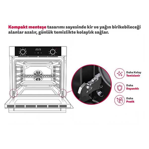 Simfer 8268 0+8 Fonksiyon 73 LT Mekanik Beyaz Turbo Özellikli 3 Camlı Ankastre Fırın