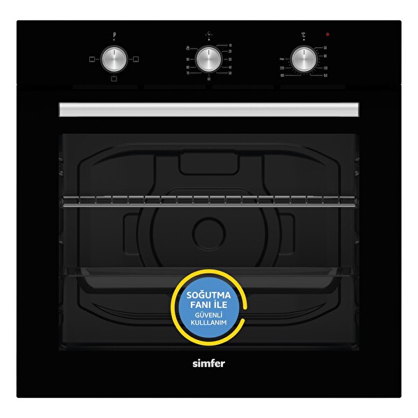 Simfer 8270 0+3 Fonksiyon 80 L Mekanik Siyah Ankastre Fırın