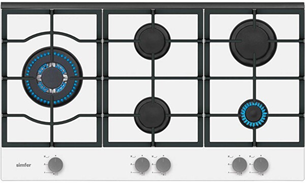 Simfer 3916 Wok Gözlü Beyaz Cam Ankastre Ocak