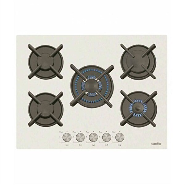 Simfer 3706 Wok Gözlü Beyaz Cam Ankastre Ocak