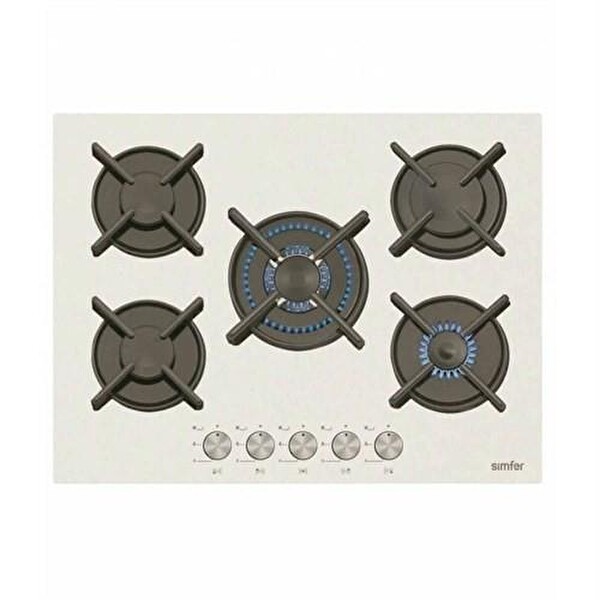 Simfer 3706 Wok Gözlü Beyaz Cam Ankastre Ocak