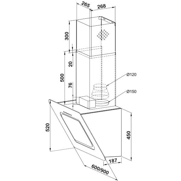 Kügerr D8 90 CM Sessiz Beyaz Cam Ankastre Davlumbaz