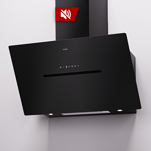 Kügerr D8 90 CM Sessiz Siyah Cam Ankastre Davlumbaz