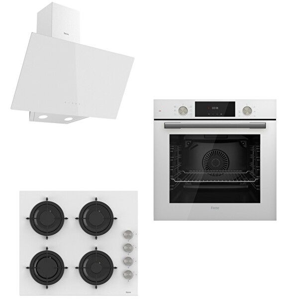 Ferre Flowart CS Serisi Inizio Beyaz Ankastre Set (QMS63CB - CS206 -D078)