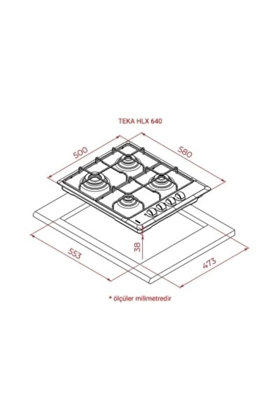 Teka HLX 640 KBC0E BK E5 Siyah Emaye Ankastre Ocak