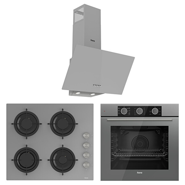 Ferre Fryart Basıc Serisi Gri Ankastre Set (CS208 - QXE62CPR - D088)
