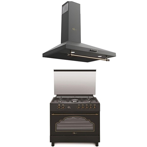 GL General Rustik 90 CM Siyah Ankastre Set (Desire 90 Kuzine - GLD 039RS)