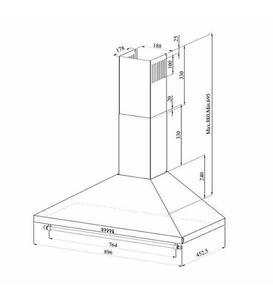 GL General GLD 039RS Rustic 90 CM Siyah Ankastre Davlumbaz
