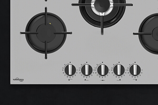 Tommatech TAO7001SG Wok Gözlü Gazlı 70 CM Gri Cam Ankastre Ocak