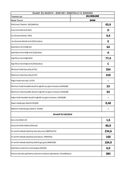 Silverline 3490 Oslo Duvar Tipi Davlumbaz 60 CM Siyah