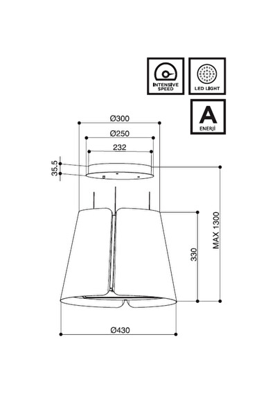Franke Beat DB MATT F45 Mat Mavi Ada Tipi Ankastre Davlumbaz