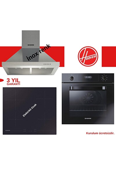 Hoover Siyah Inox Elektrikli 3'lü Ankastre Set (HCH6MXTK - HH64CCB - 3051B)
