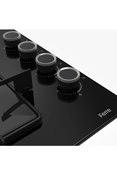 Ferre SS205 4 Gözü Gazlı Siyah Cam Ankastre Ocak