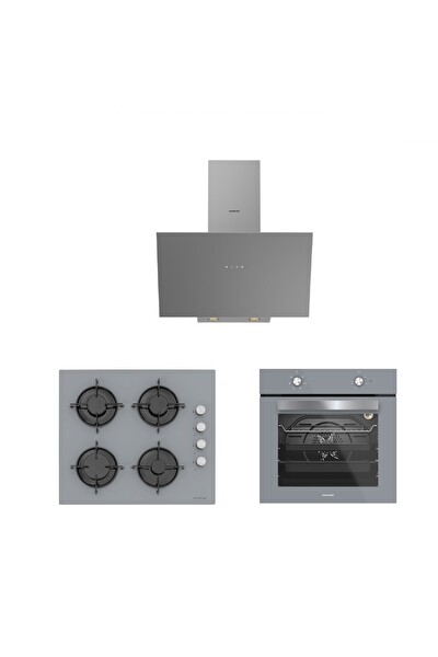 Silverline 3'lü Gri Cam Ankastre Set 3481 Flam 60   CS5349S01   BO6501S01