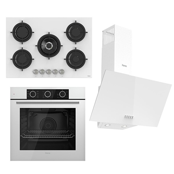 Ferre Flowart Basic Serisi Beyaz Ankastre Set (RS036 - XE62CB - D087)