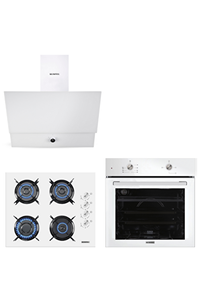 Kumtel Home Beyaz Cam Ankastre Set (B66-S2 - KO-40TAHDF - DA6-830)