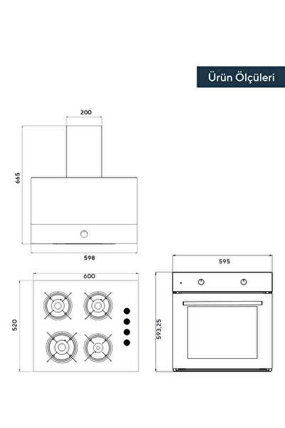 Kumtel Home Beyaz Cam Ankastre Set (B66-S2 - KO-40TAHDF - DA6-830)