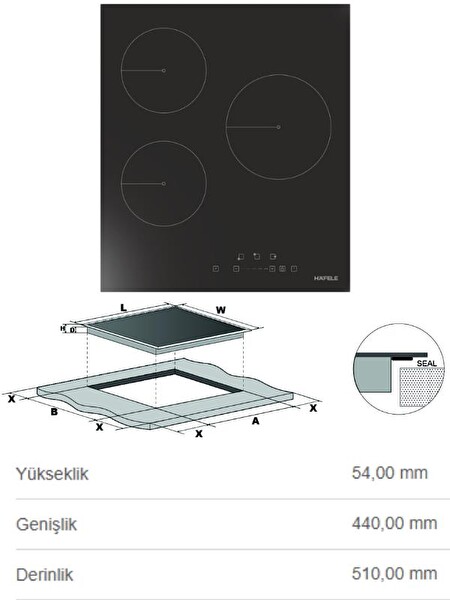 Hafele 45 CM Siyah Ankastre Set (Lumino - Vega - Vega)