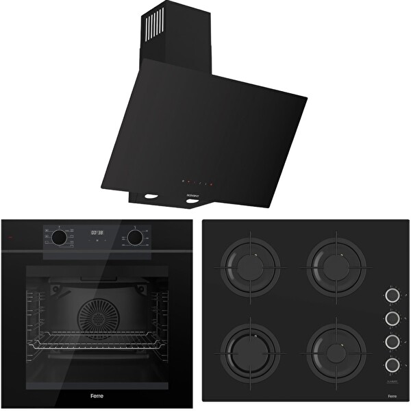 Ferre FryArt Artline 7 Programlı Dijital Turbo Siyah Ankastre Set (QEP63CS - CS205-FA - D077-SA)