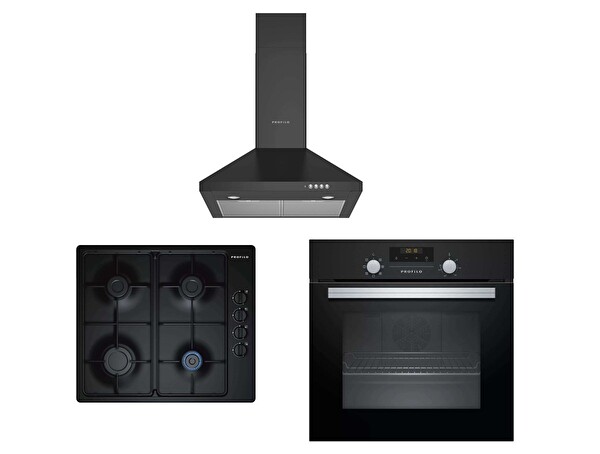 Profilo Eko Siyah 3'lü Ankastre Set (OO37P6012D - DVP6C460 - FRTA122S)