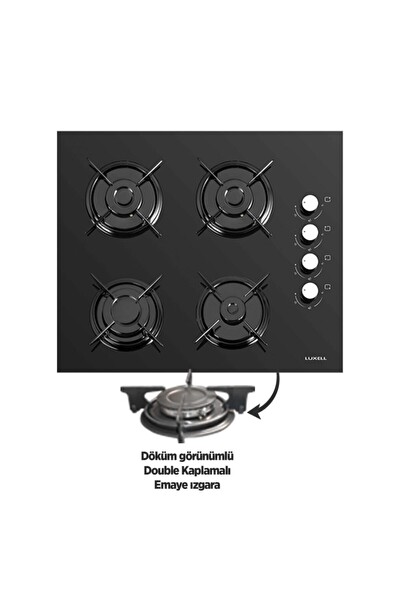 Luxell Opall Siyah Cam Ankastre Set (DA-835 - 40 TAHDF - B66-SGF3)