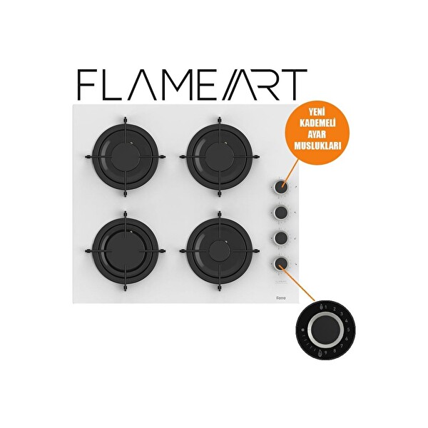 Ferre Steamart Fryart Silentart Serisi Beyaz Ankastre Set (CS206-FA - QEP63CB - D081-SA) - Emaye Izgara