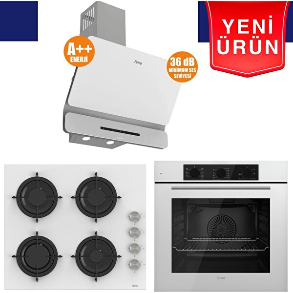 Ferre Fryart Serisi - Silenart Beyaz Ankastre Set (XE63CB - CS206-FA - D081-SA)