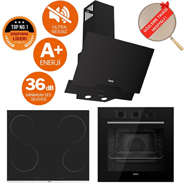 Ferre NEO Vitroseramik Elektrikli Ankastre Set (QBL62CS - MS 261 - D063-SA)