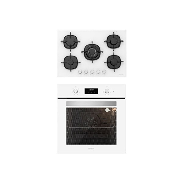 Silverline BO6502W02   CS5365W01 Beyaz Cam 2'li Ankastre Set