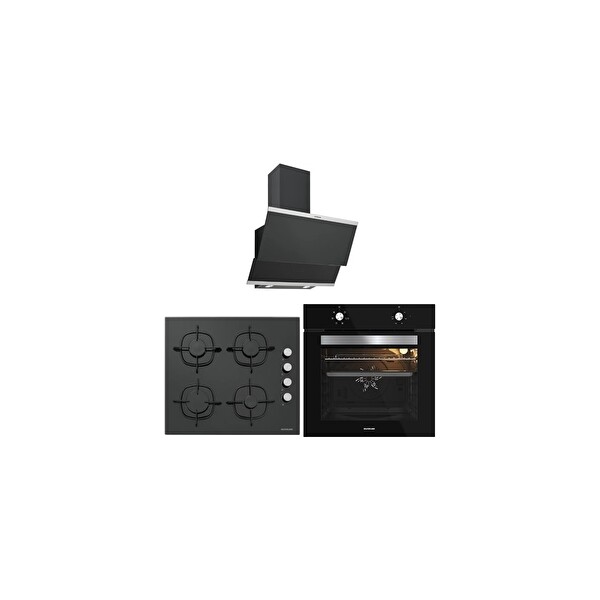 Silverline Siyah Cam Ankastre Set  BO65E1B01   CS5335B01   3420 Classy 