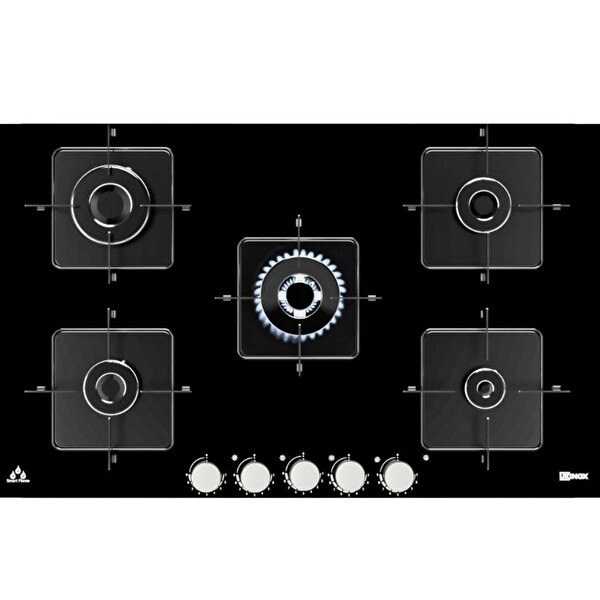 Ukinox Ares 90 XF 5 Gözlü Siyah Ankastre Cam Ocak