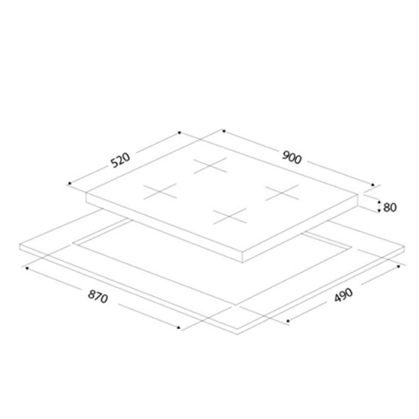 Ukinox Ares 90 XF 5 Gözlü Siyah Ankastre Cam Ocak