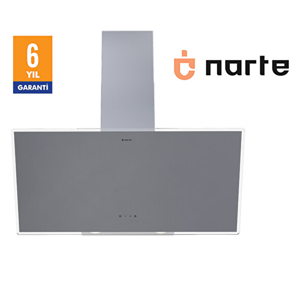 Narte H20190S 90 CM Cam Eğimli Davlumbaz Gri