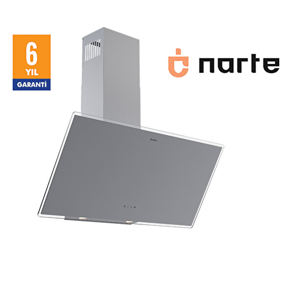 Narte H20190S 90 CM Cam Eğimli Davlumbaz Gri