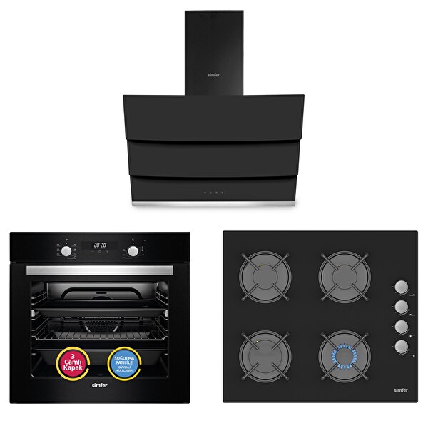 Simfer 8 Fonksiyon Dijital Turbo Cam Ankastre Set ( 7327 - 8678 - 3500-N )