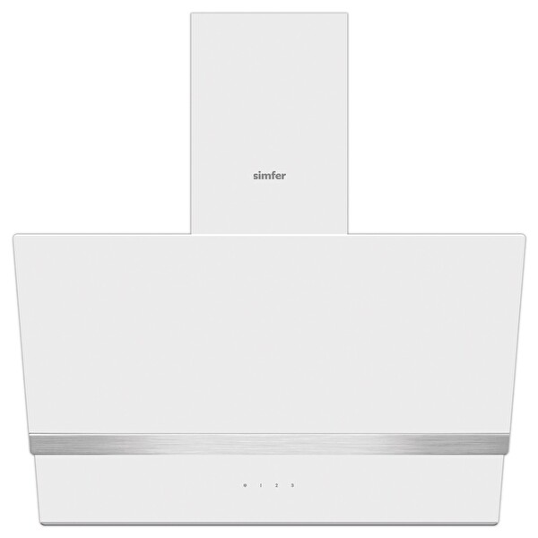 Simfer 8739 60 CM Premium Beyaz 2 Cam Inox Dekorlu Davlumbaz
