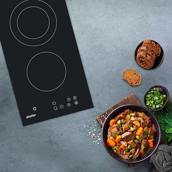 Simfer 3370 2G Elektrikli 30 CM Siyah Cam Ankastre Ocak