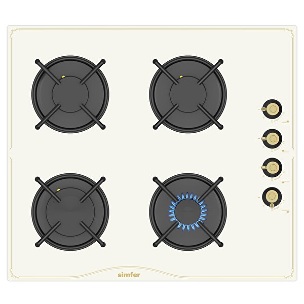 Simfer 3326 4G 60 CM Ankastre Retro Bej Cam Ocak Emaye Izgara