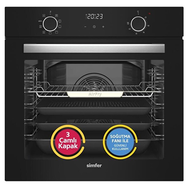 Simfer 10 Fonksiyon Airfryer Siyah Dijital 3'lü Ankastre Set (8215 - 3500 - 8738)
