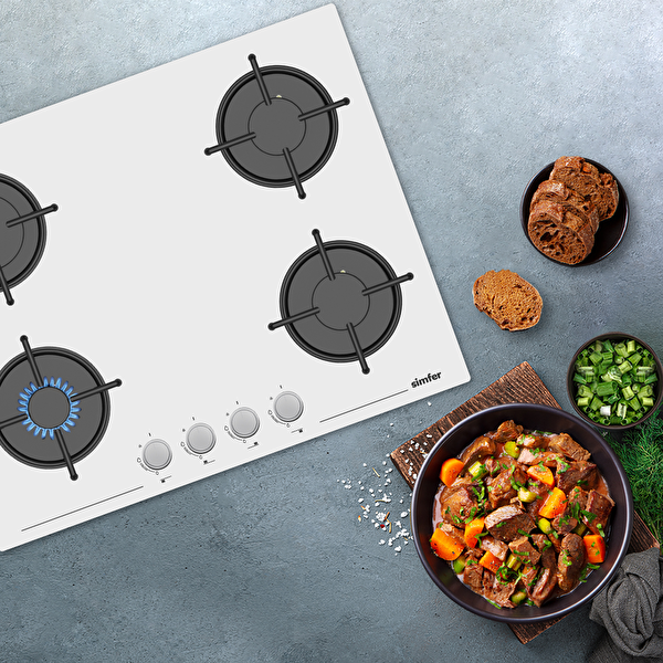 Simfer Beyaz 65 CM Cam Ankastre Ocak (3654)