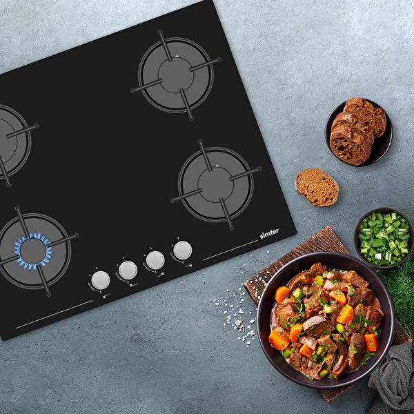 Simfer Siyah 65 CM Cam Ankastre Ocak (3653)