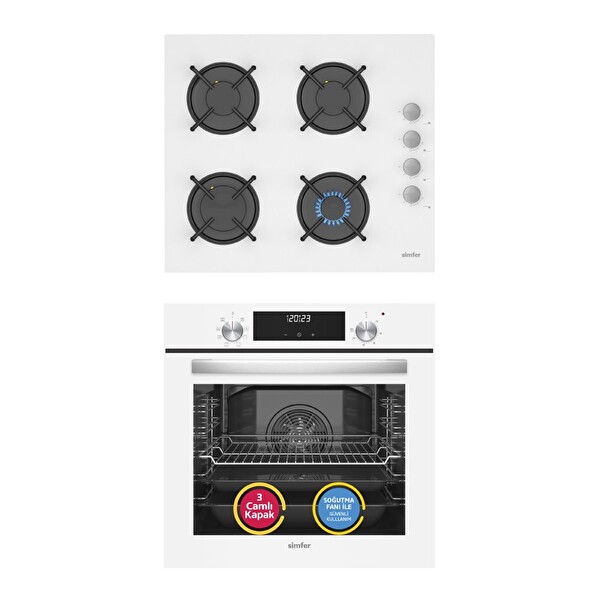 Simfer 9 Fonksiyon QS Dijital Beyaz 2'li Ankastre Set (SB-8209 - 3507)