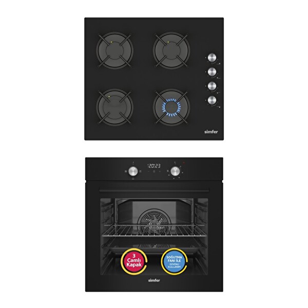 Simfer 4 Fonksiyon Trend Dijital Siyah Power Turbo 2'li Ankastre Set (8230 - 3046)