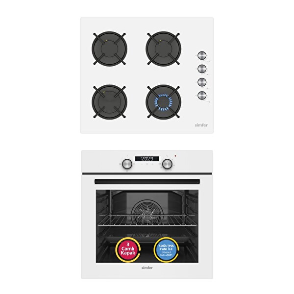 Simfer 4 Fonksiyon Trend Dijital Beyaz Power Turbo 2'li Ankastre Set (8231 - 3048)