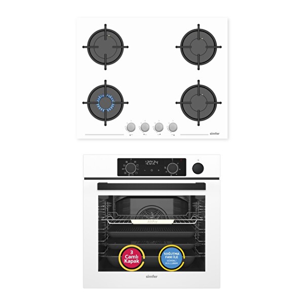 Simfer 11 Fonksiyon Steam Master Beyaz 2'li Ankastre Set 8245   3654