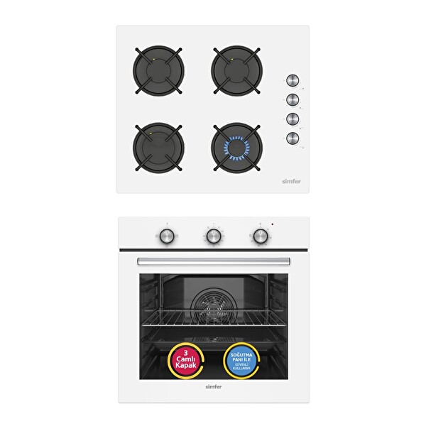 Simfer 4 Fonksiyon Trend Mekanik Beyaz Power Turbo 2'li Ankastre Set (8202 - 3048)