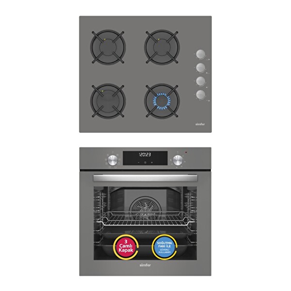 Simfer 9 Fonksiyon QS Dijital Gri 2'li Ankastre Set (8223 - 3538)