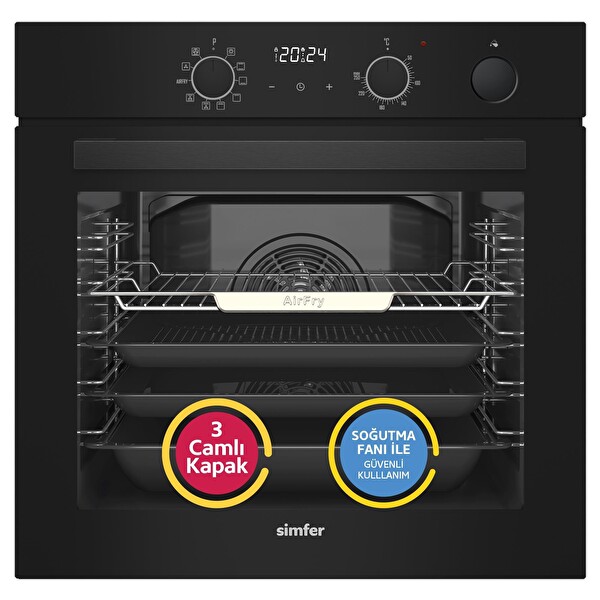 Simfer 11 Fonksiyon Steam Master Siyah 2'li Ankastre Set (8244 - 3653)