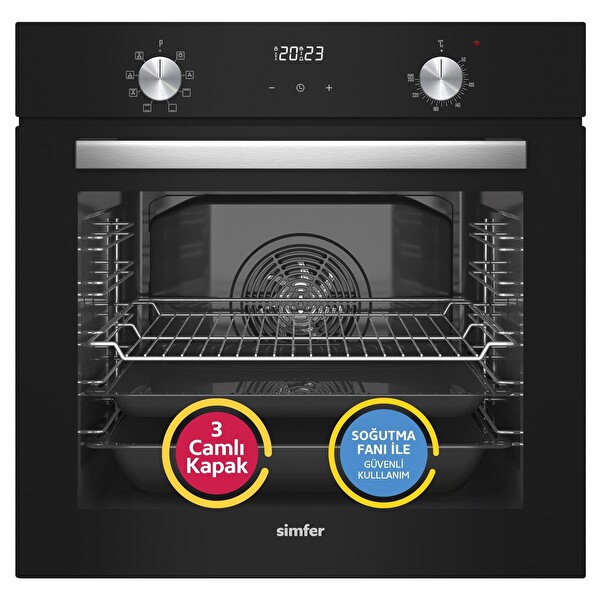 Simfer 9 Fonksiyon QS Dijital Power Turbo Siyah Elektrikli 2'li Ankastre Set 8208   3970 2