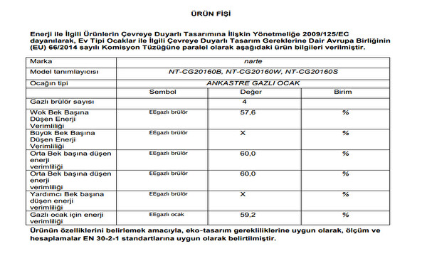 Narte Döküm Izgara 60 CM Siyah Cam Ankastre Ocak - CG20160B